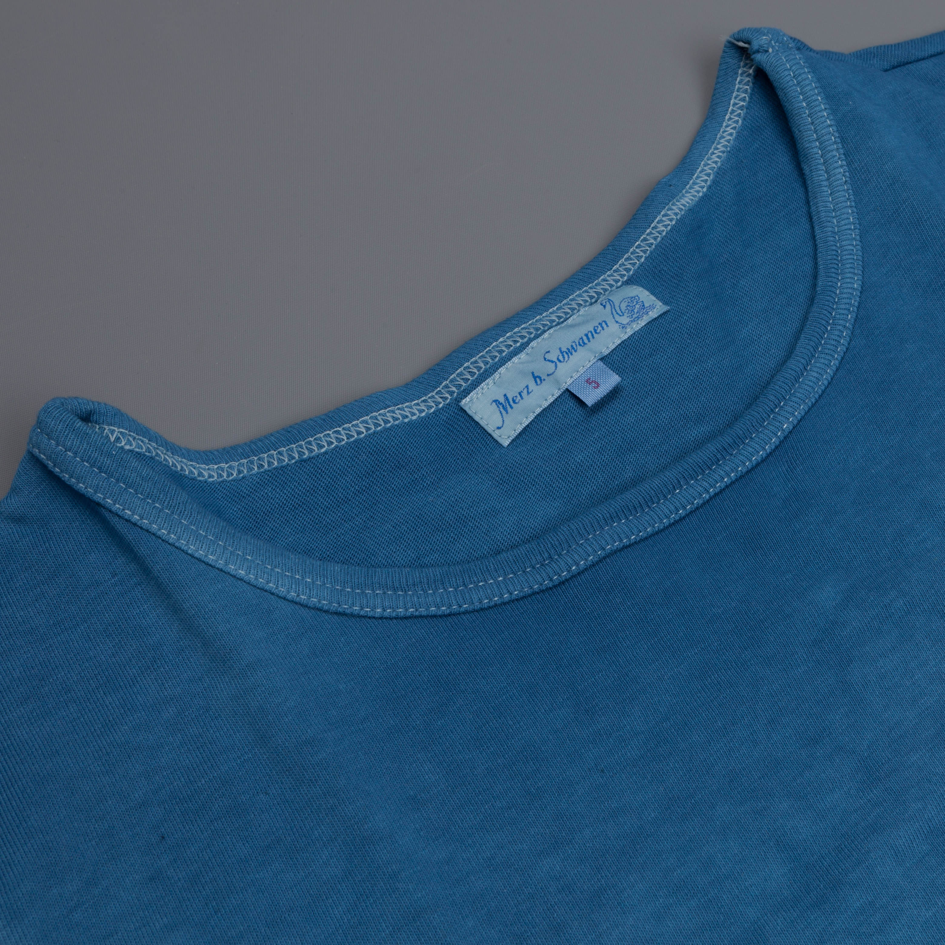 Merz b Schwanen 215 Crew Neck Tee 1/4 slv. Indigo