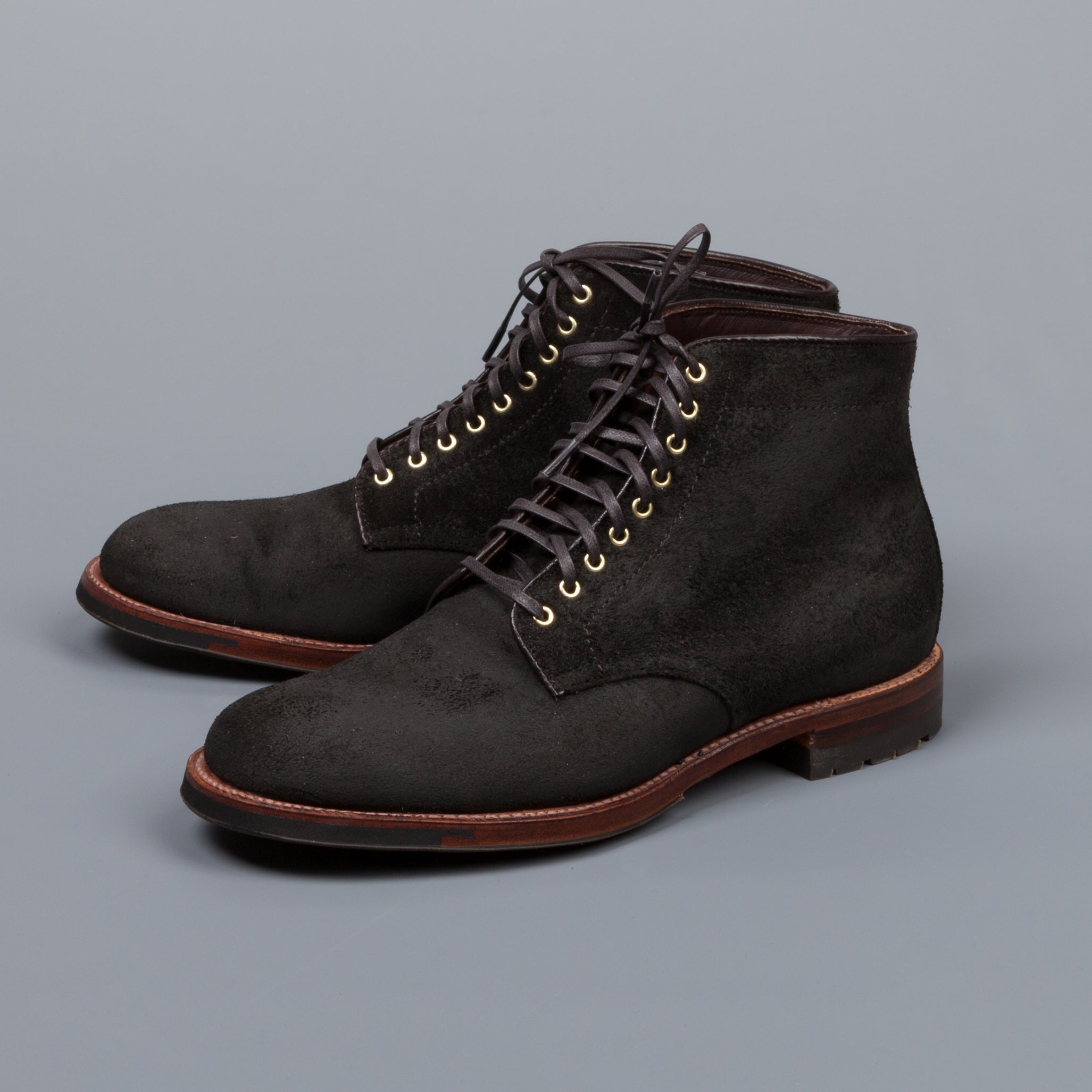 Alden x Frans Boone 379x boots in waxed earth reverse chamois