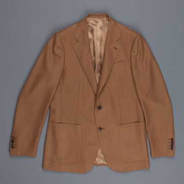 Caruso Nabucco single breasted jacket in camel hopsack wool