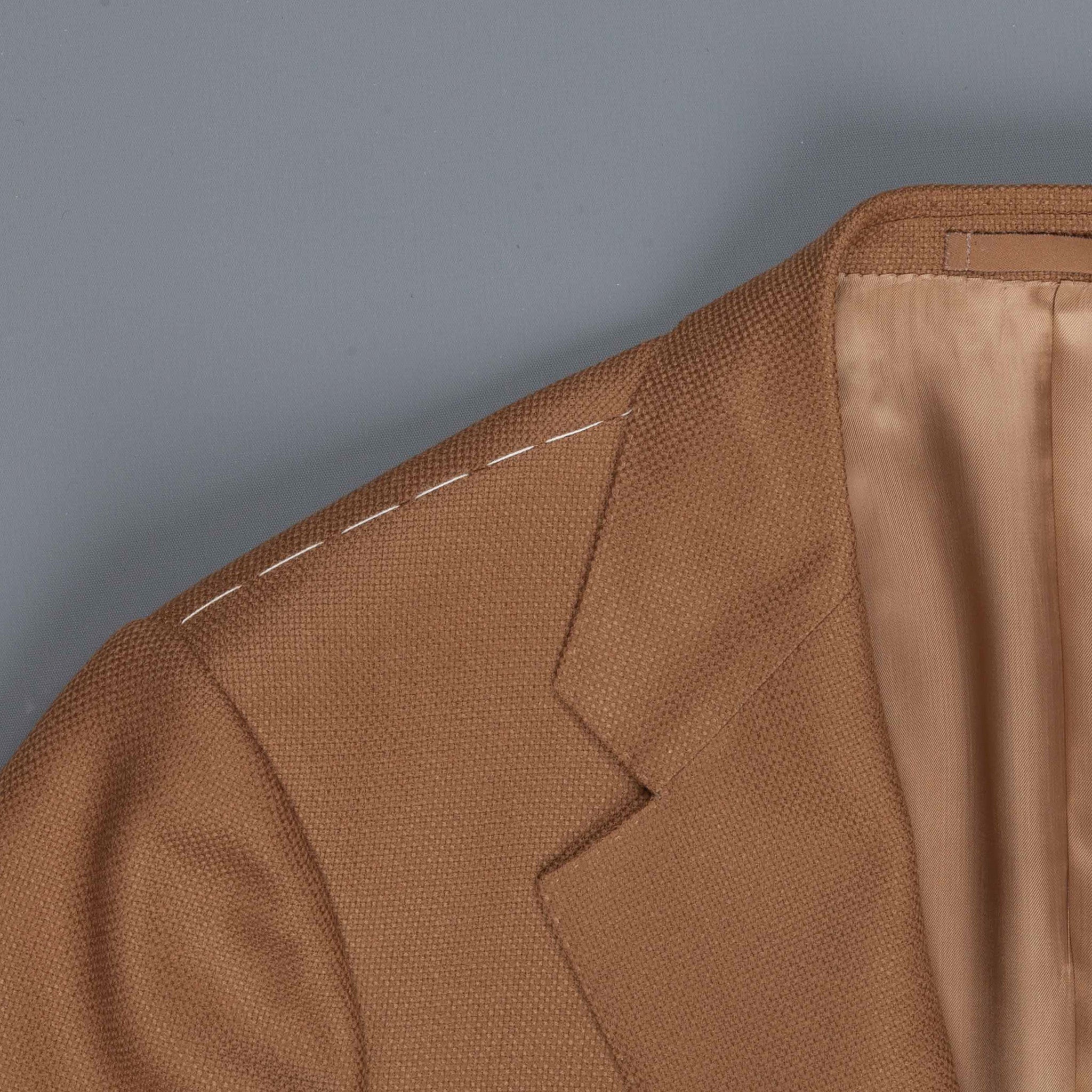 Caruso Nabucco single breasted jacket in camel hopsack wool