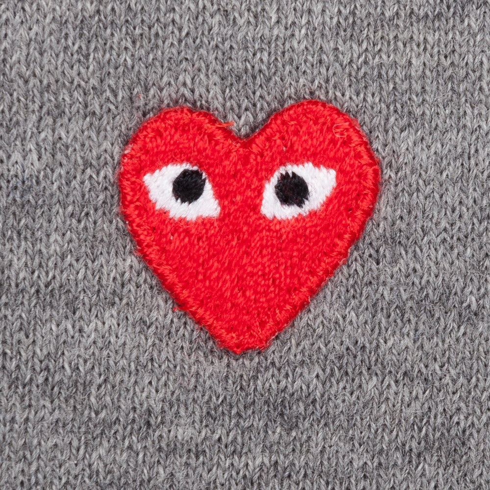 Comme des Garçons PLAY cotton cardigan red heart grey