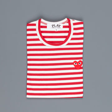Comme des Garçons PLAY Woman striped tee red heart Red-White