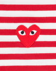 Comme des Garçons PLAY Woman striped tee red heart Red-White