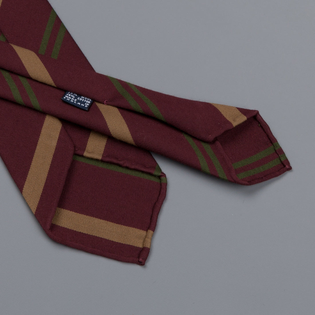Drake's untipped club tie gold stripe burgundy