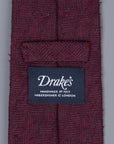 Drakes untipped basketweave tie in shantung silk burgundy