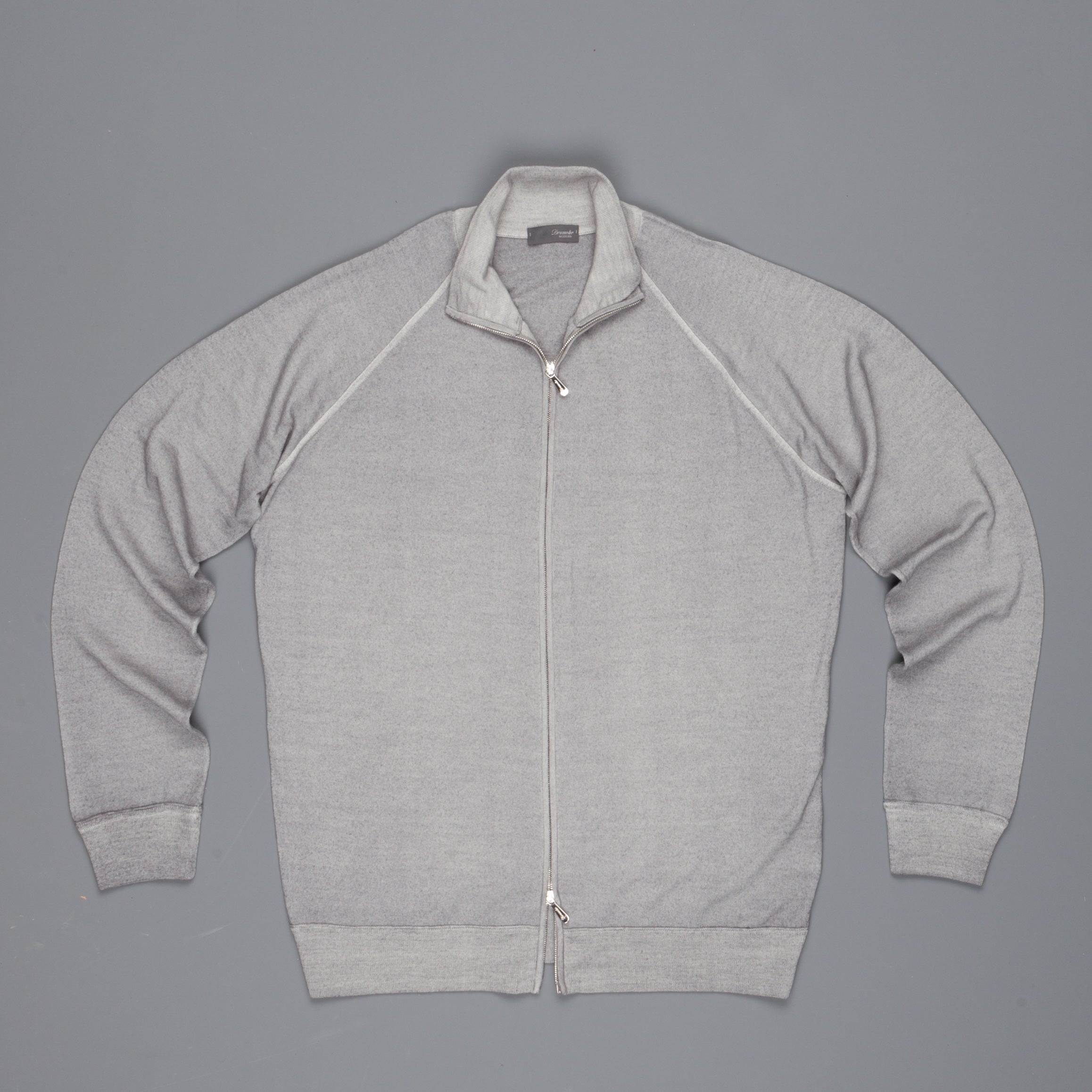 Drumohr merino wool zip raglan sweater grey