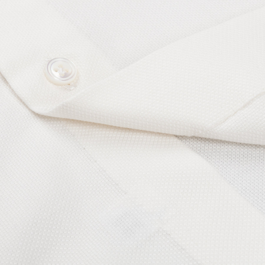 Finamore Esclusiva shirt woven piquet camel Bianco Sporco Collo Eduardo