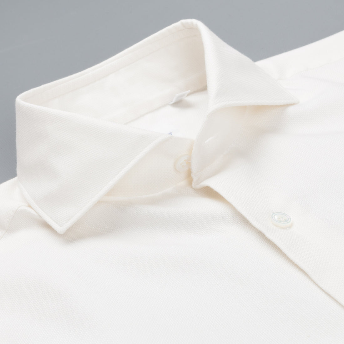Finamore Esclusiva shirt woven piquet camel Bianco Sporco Collo Eduardo
