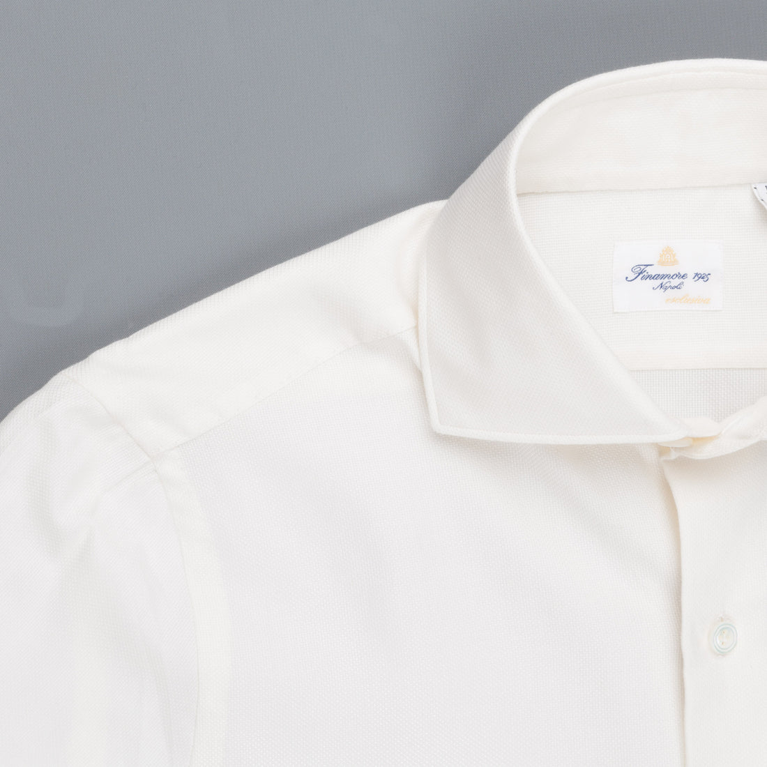 Finamore Esclusiva shirt woven piquet camel Bianco Sporco Collo Eduardo