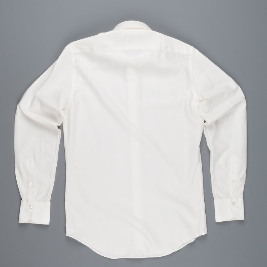 Finamore Esclusiva shirt woven piquet camel Bianco Sporco Collo Eduardo