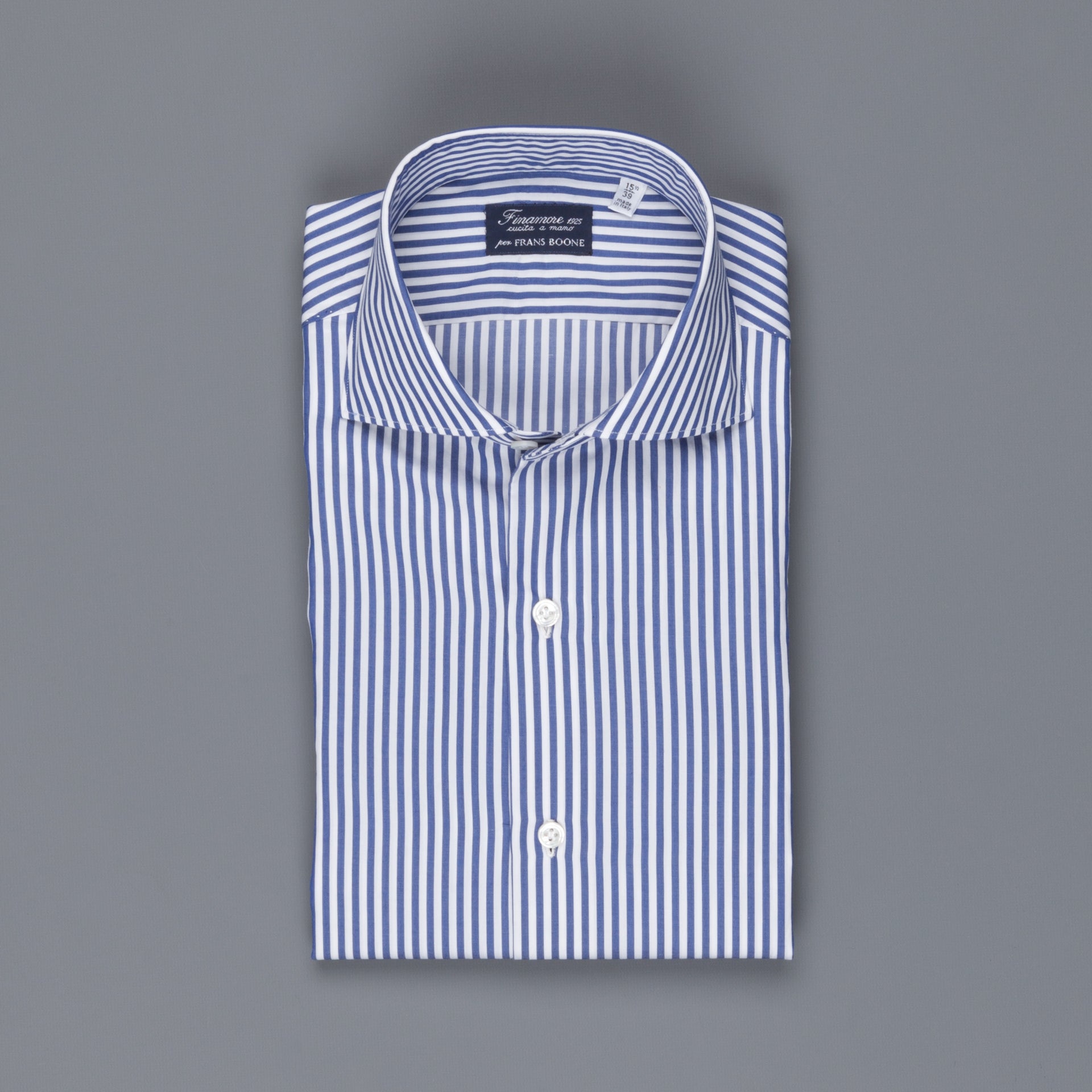 Finamore Milano collo Eduardo Bengal Stripe shirt blue – Frans Boone Store