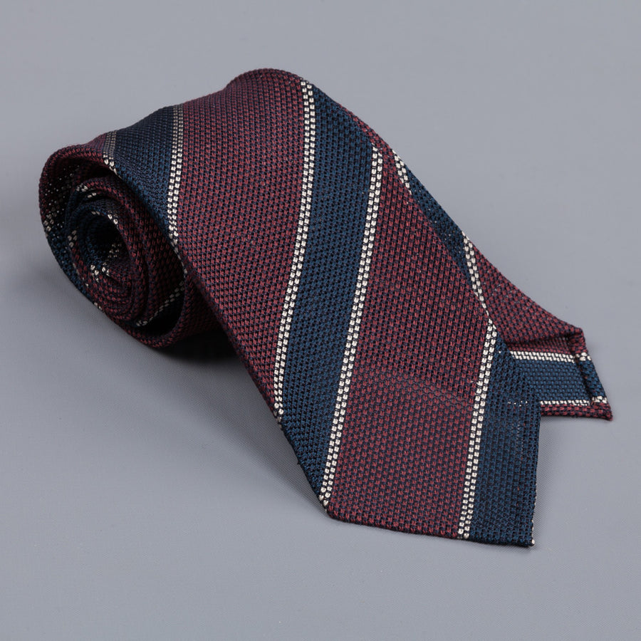 Finamore cravatta sette pieghe regimental burgundy