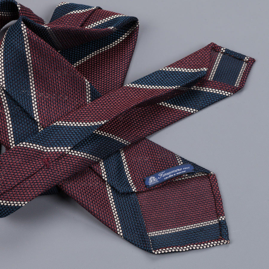 Finamore cravatta sette pieghe regimental burgundy