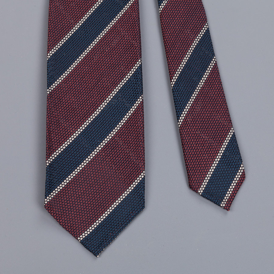 Finamore cravatta sette pieghe regimental burgundy