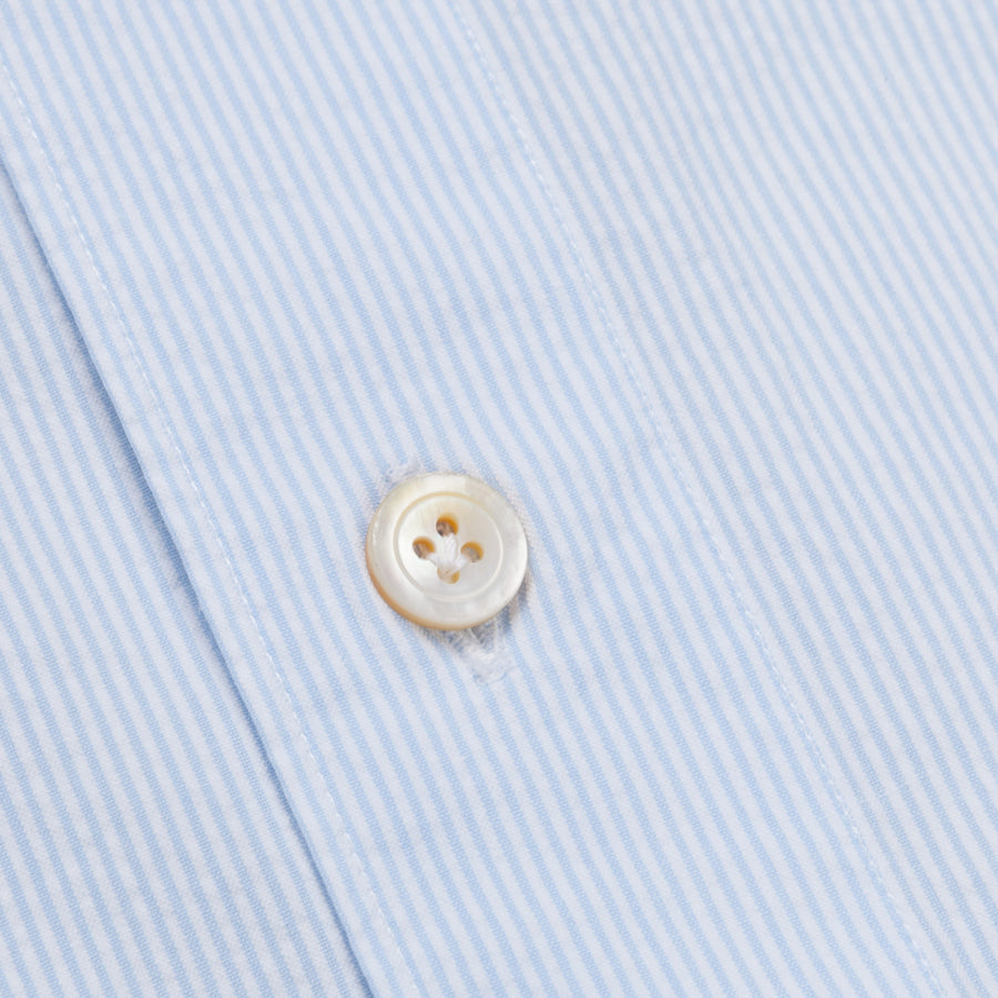 Finamore Gaeta shirt collo Simone light blue striped seersucker