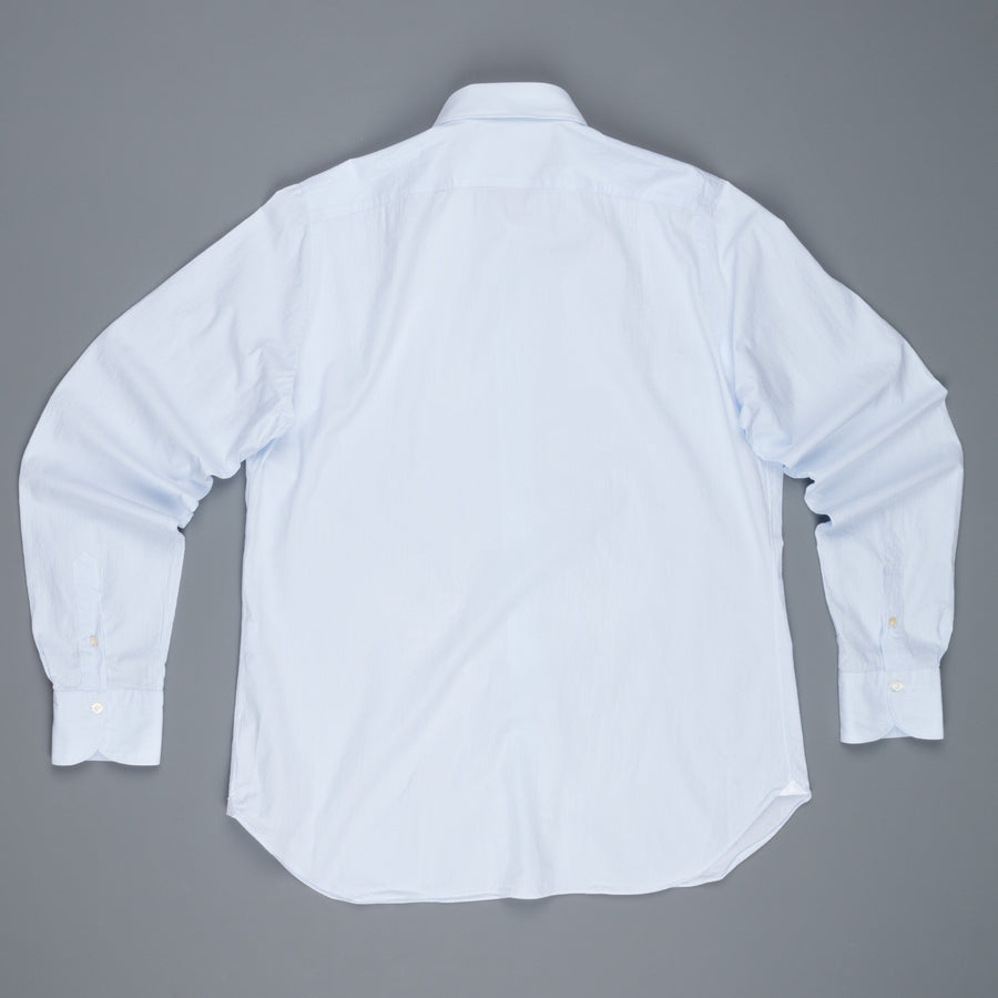Finamore Gaeta shirt collo Simone light blue striped seersucker