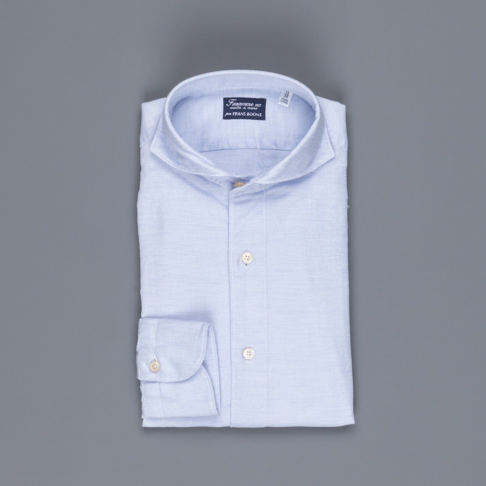 Finamore Tokyo Shirt Sergio Collar Loose Weave Blue