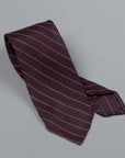Finamore silk tie untipped burgundy white club stripe