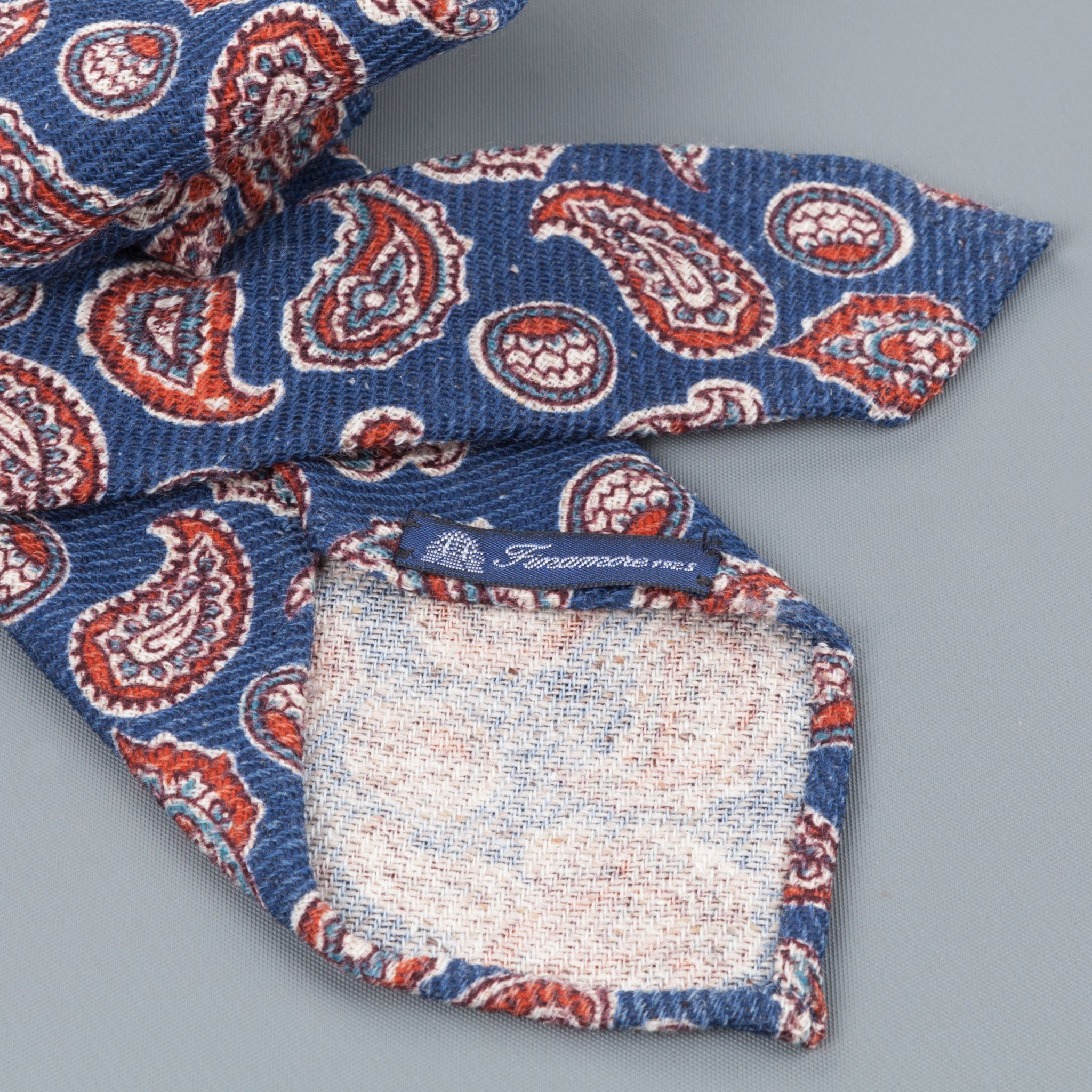 Finamore Wool Silk paisley tie marrone