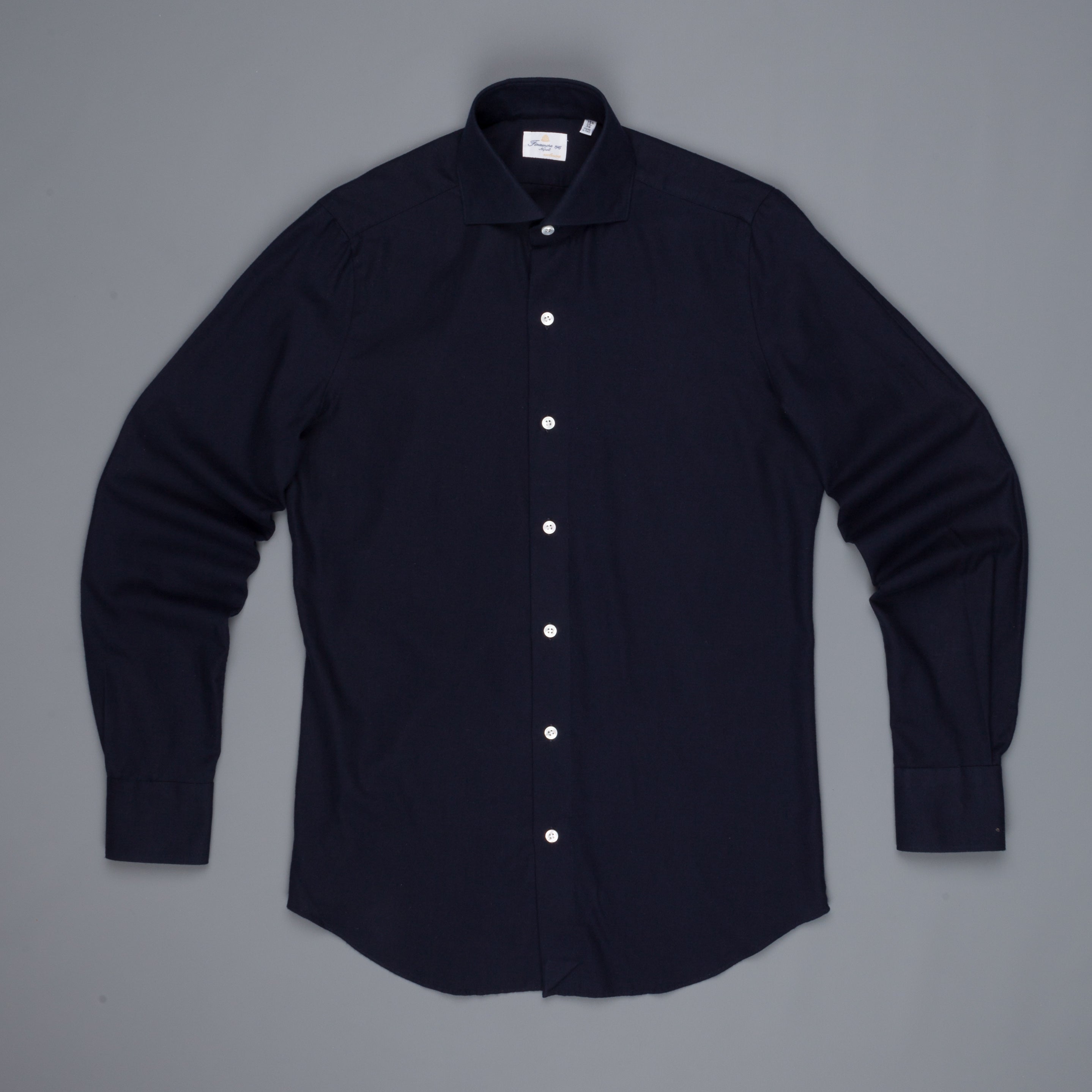 Finamore Esclusiva Milano shirt twill Eduardo collo navy