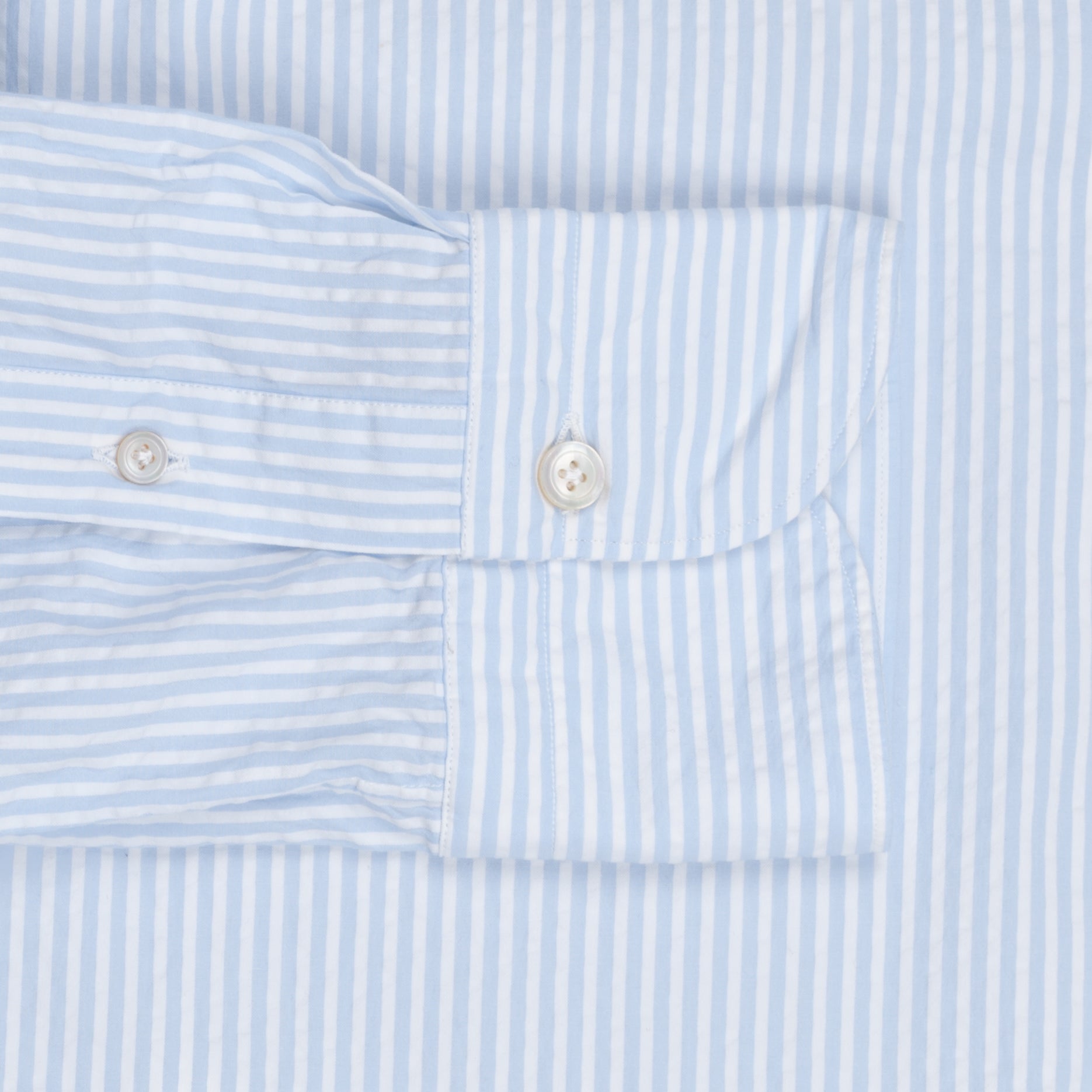 Finamore Tokyo shirt Sergio collar seersucker blue white stripe