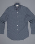 Finamore Heritage shirt soft collar Luigi poplin check blue