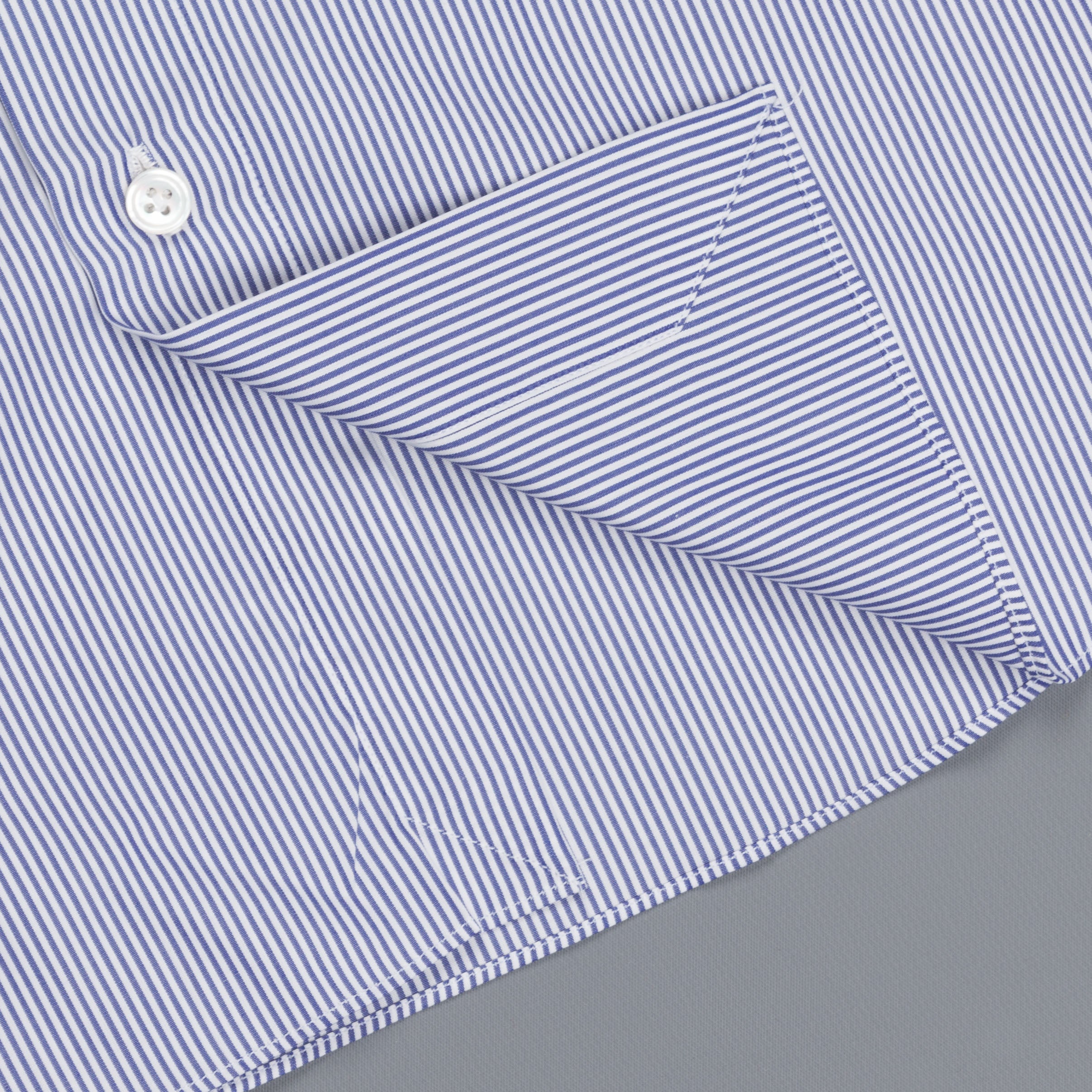 Finamore &#39;Traveller&#39; Shirt Milano Fit Collar Eduardo Navy Stripe Alumo poplin