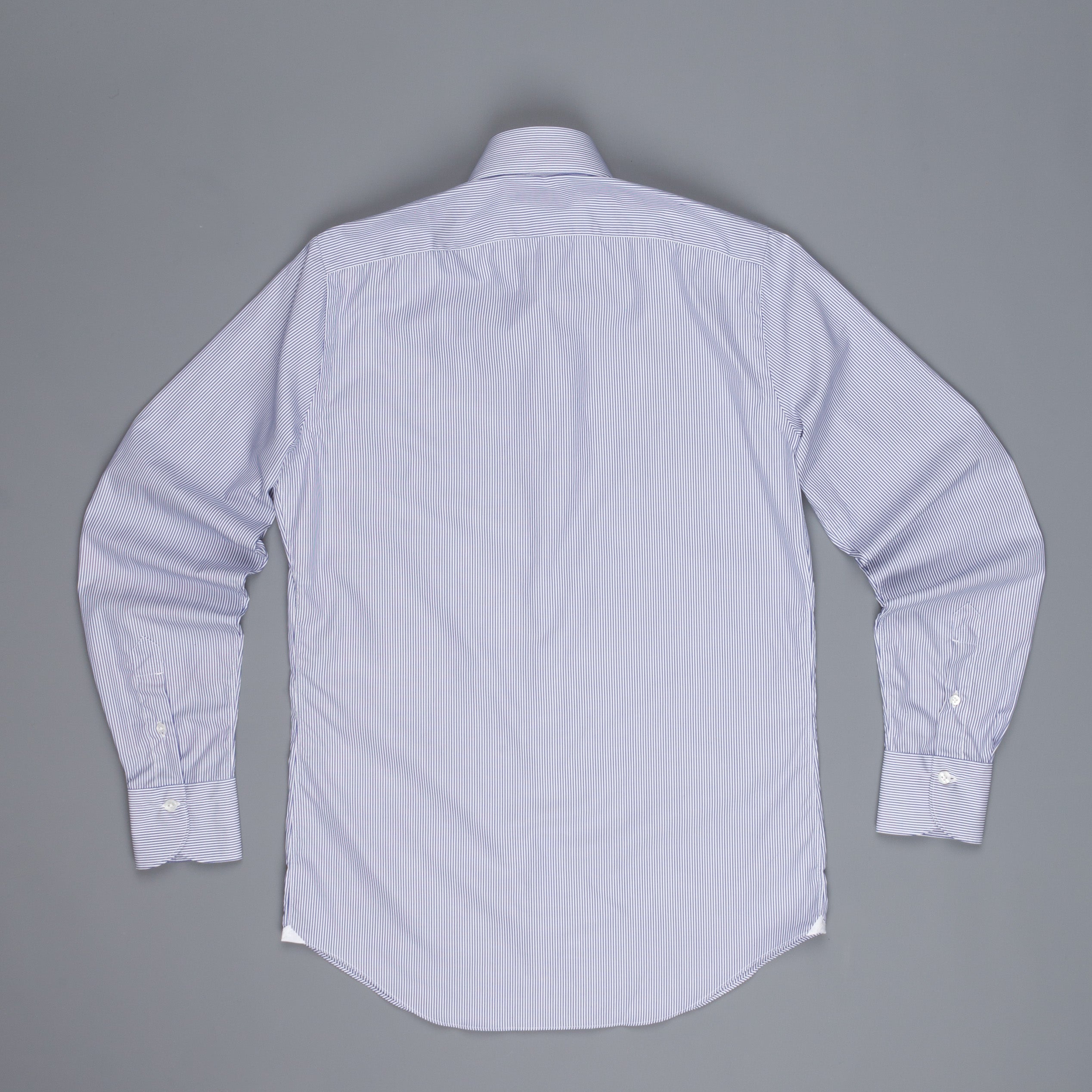 Finamore &#39;Traveller&#39; Shirt Milano Fit Collar Eduardo Navy Stripe Alumo poplin