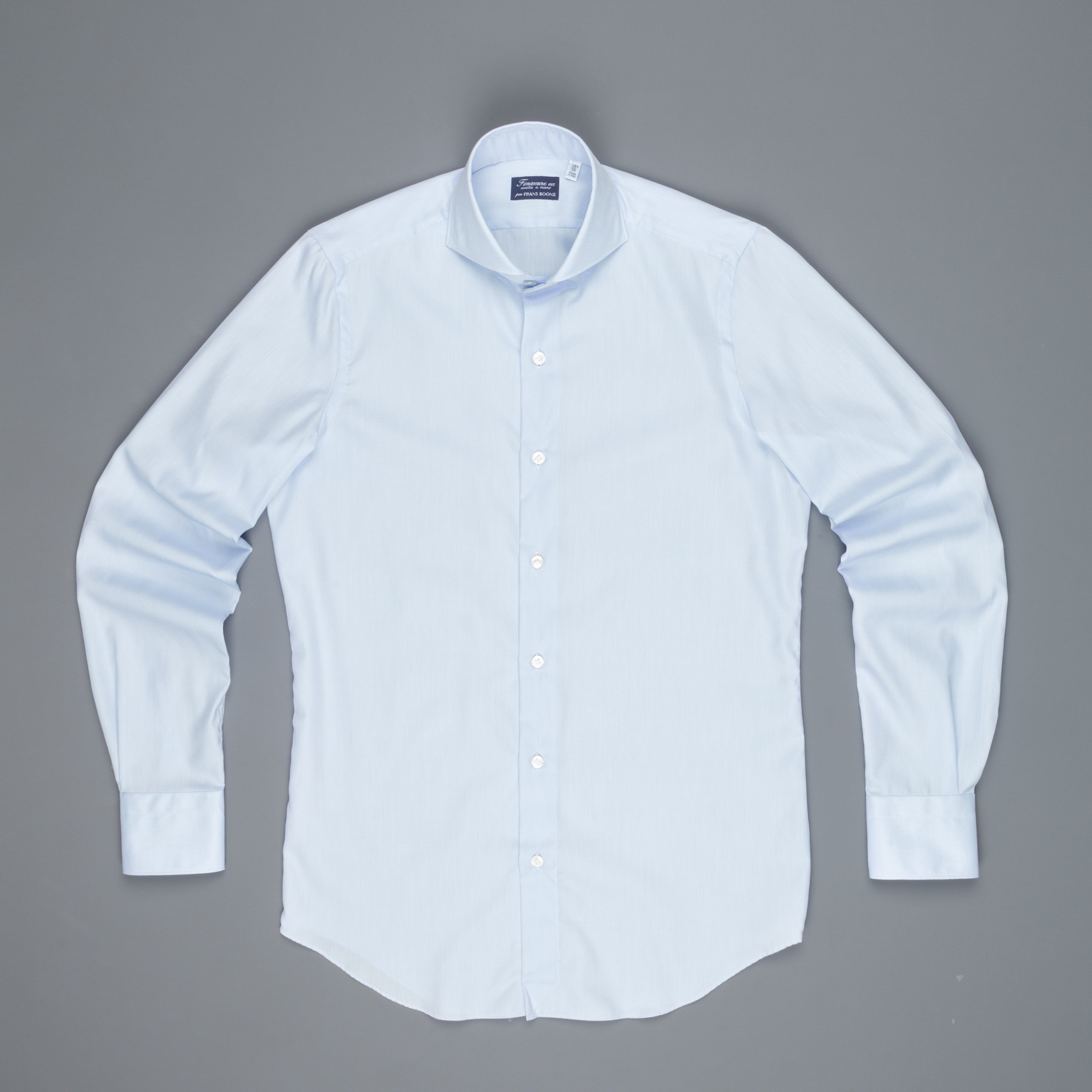 Finamore &#39;Traveller&#39; Shirt Milano Fit Collar Eduardo Blue Alumo twill