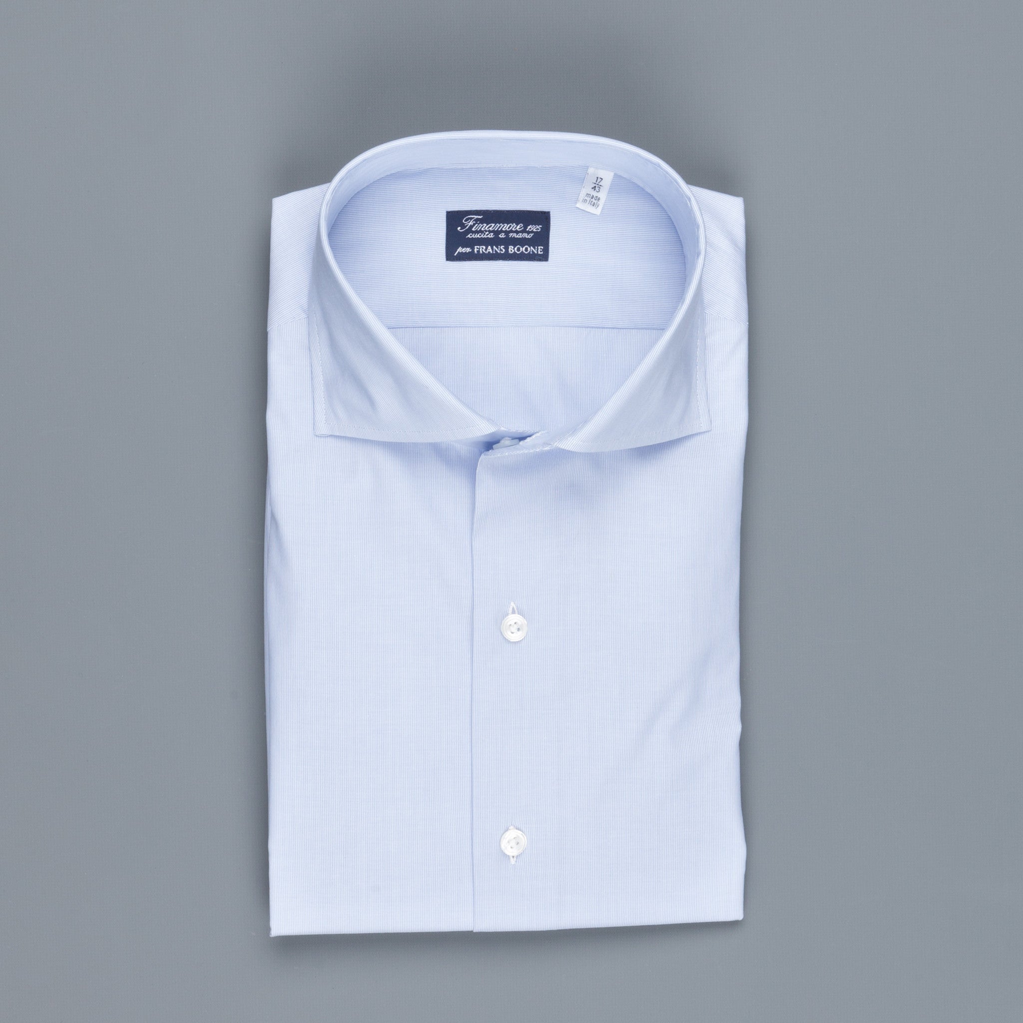 Finamore Napoli shirt Eduardo collar navy blue hairline