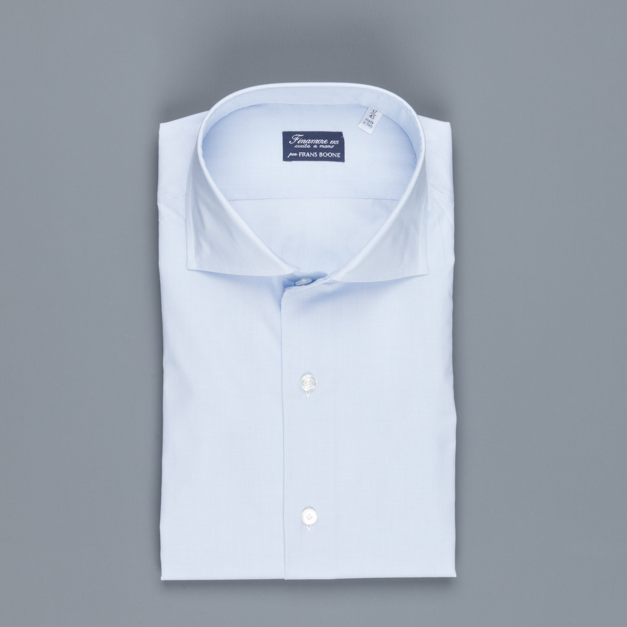 Finamore Napoli shirt Eduardo collar Light blue hairline