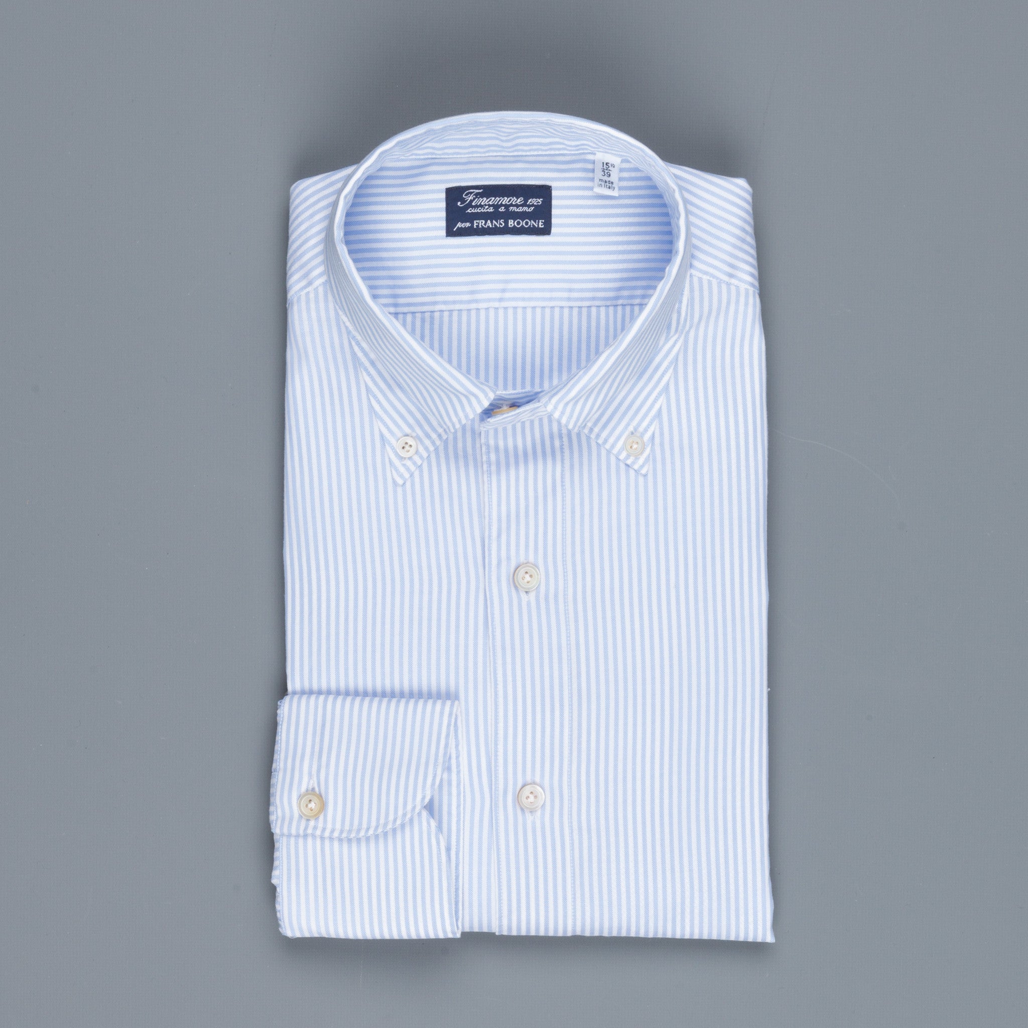 Finamore Gaeta shirt Lucio button down collar blue stripe