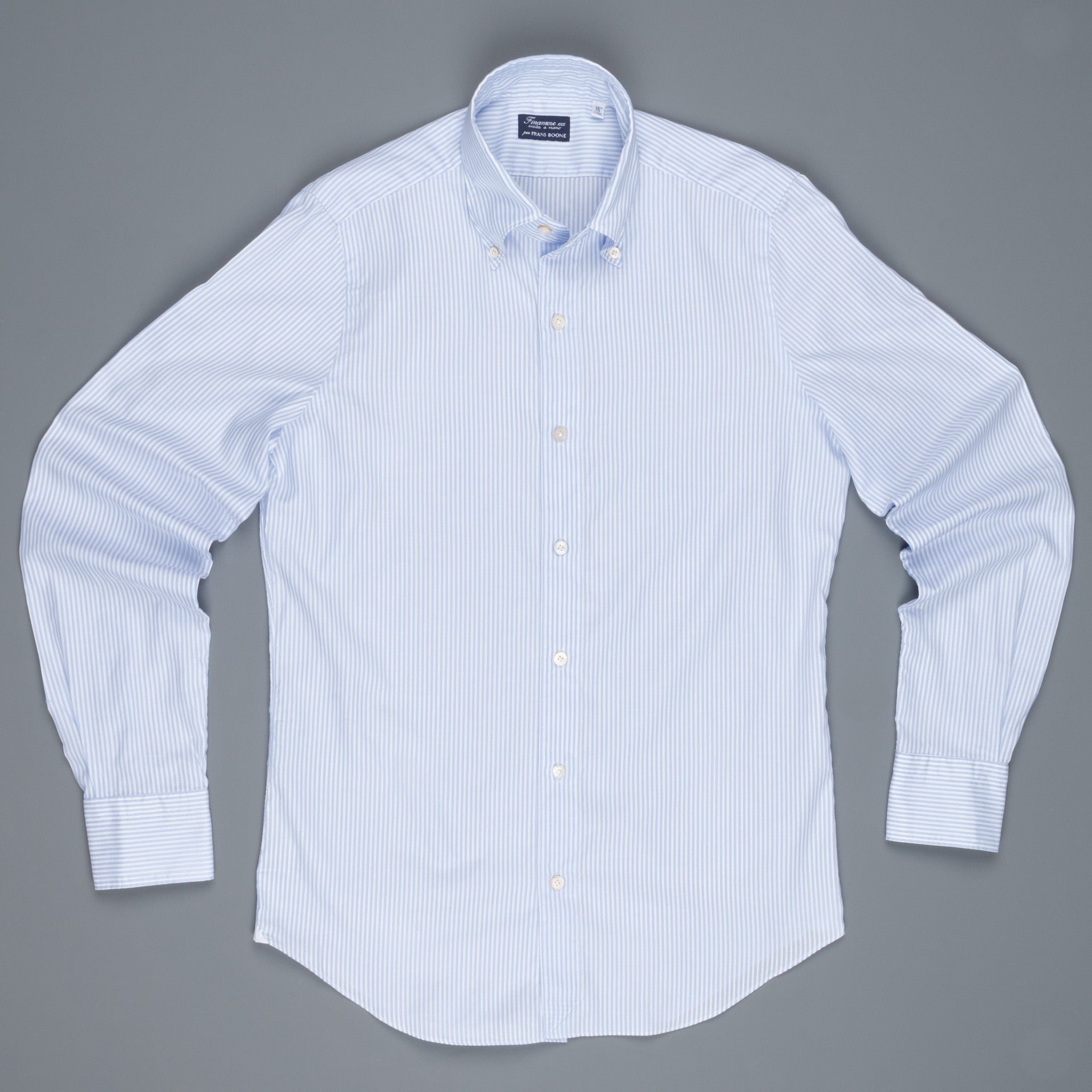 Finamore Gaeta shirt Lucio button down collar blue stripe