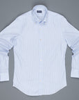 Finamore Gaeta shirt Lucio button down collar blue stripe