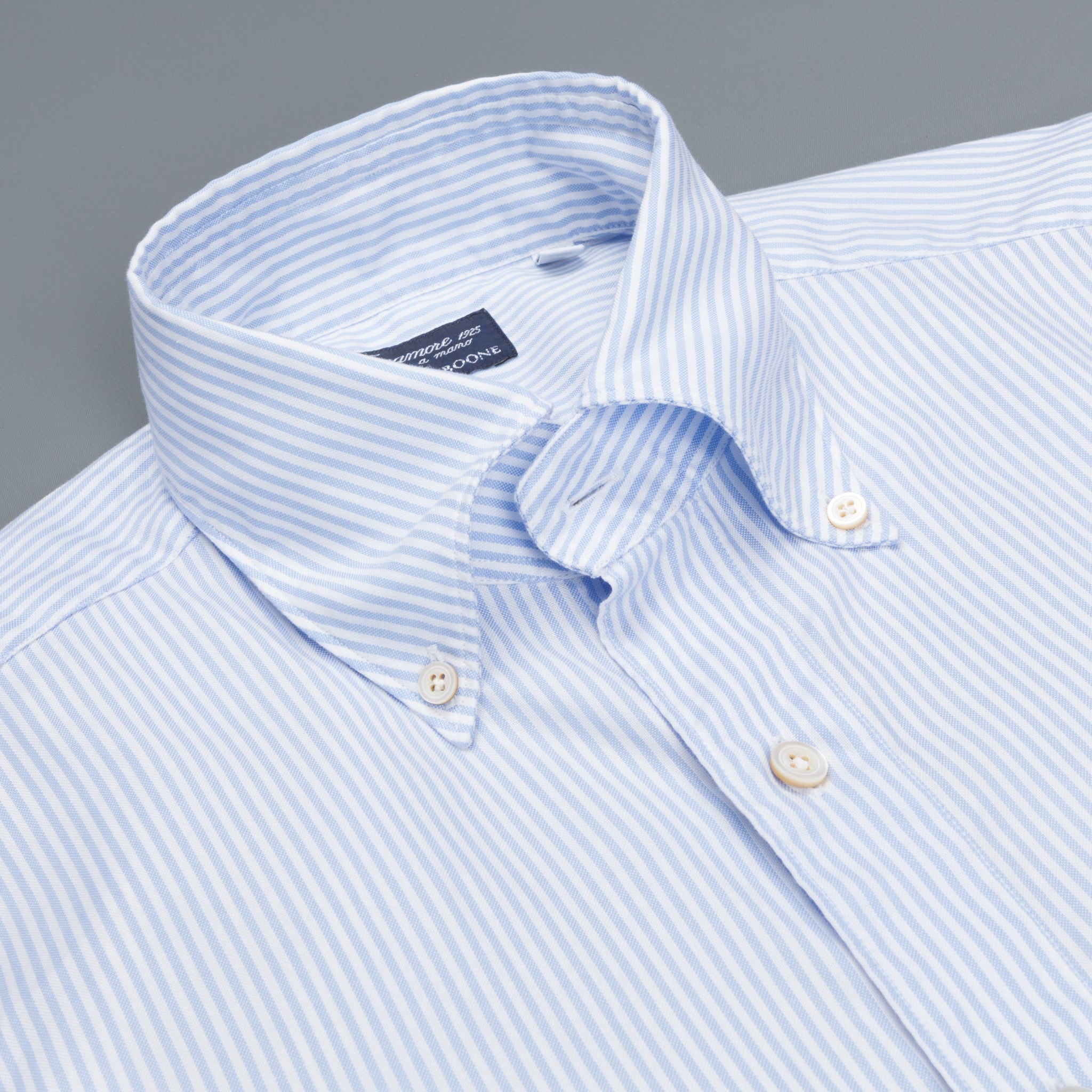 Finamore Gaeta shirt Lucio button down collar blue stripe