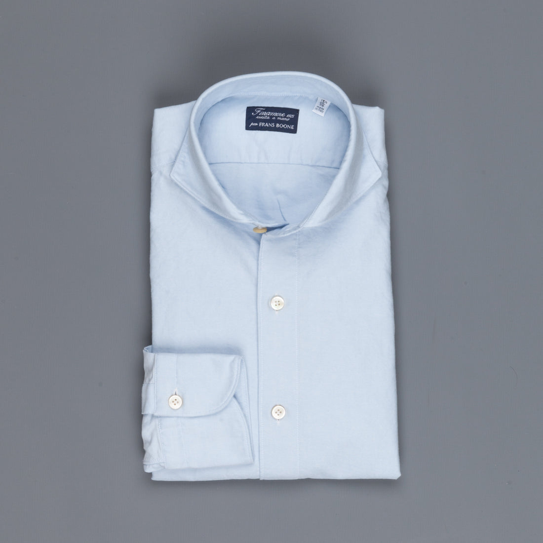 Finamore washed Tokyo shirt Sergio collar brushed oxford blue