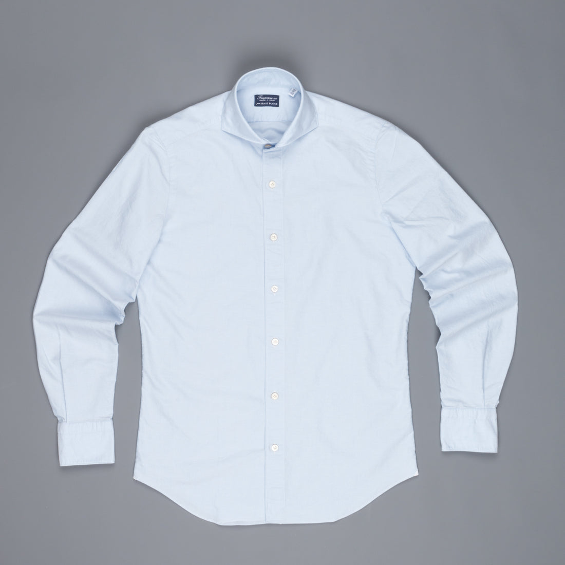 Finamore washed Tokyo shirt Sergio collar brushed oxford blue