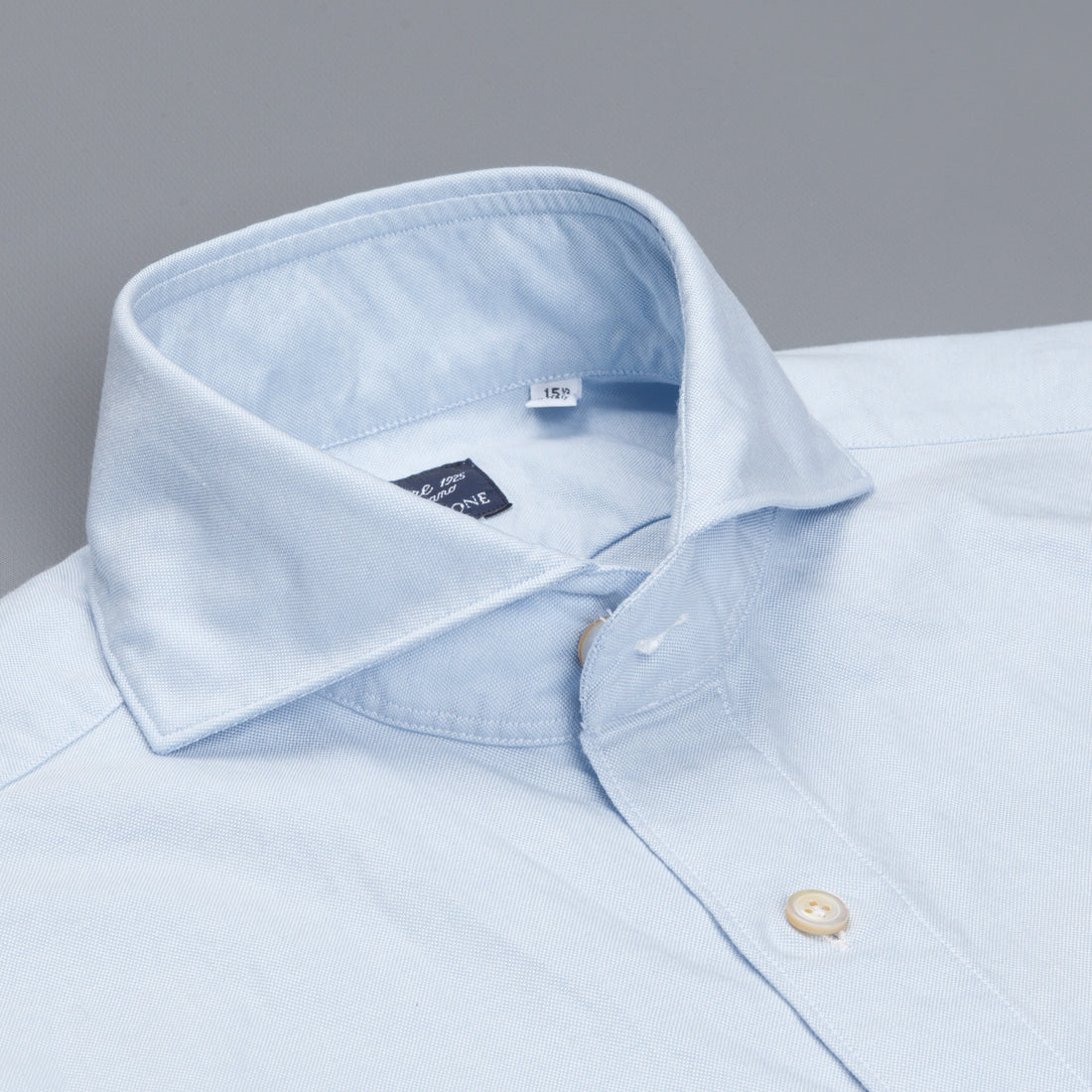 Finamore washed Tokyo shirt Sergio collar brushed oxford blue