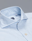 Finamore washed Tokyo shirt Sergio collar brushed oxford blue