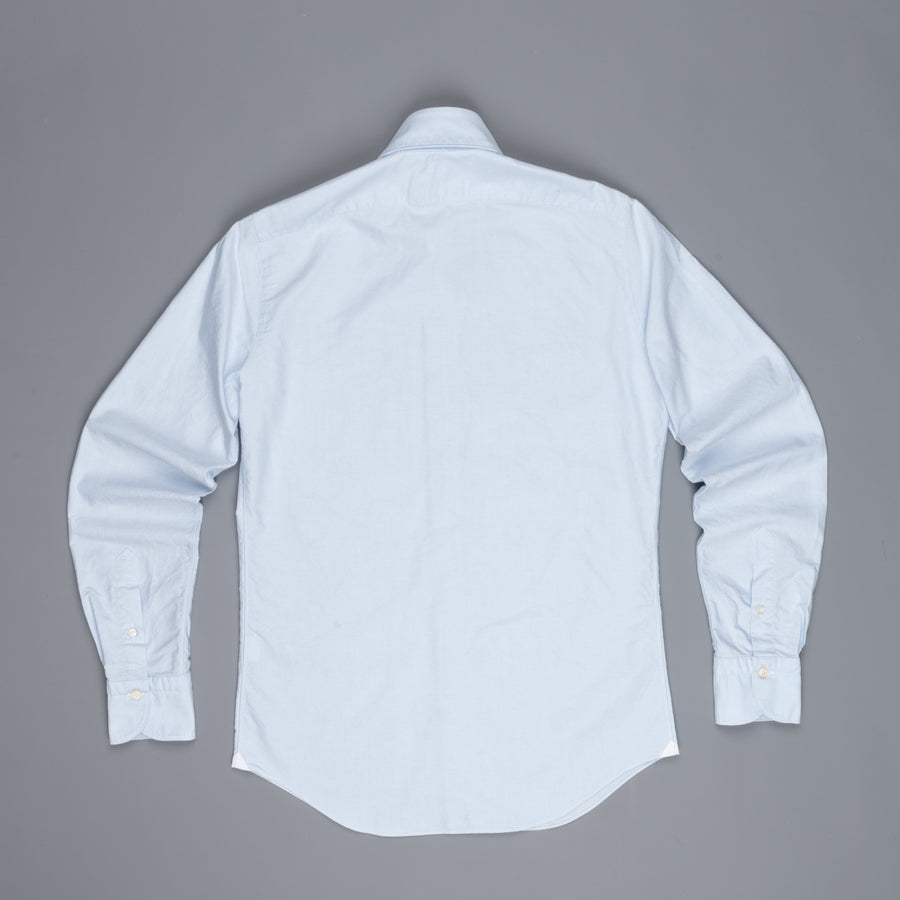 Finamore washed Tokyo shirt Sergio collar brushed oxford blue