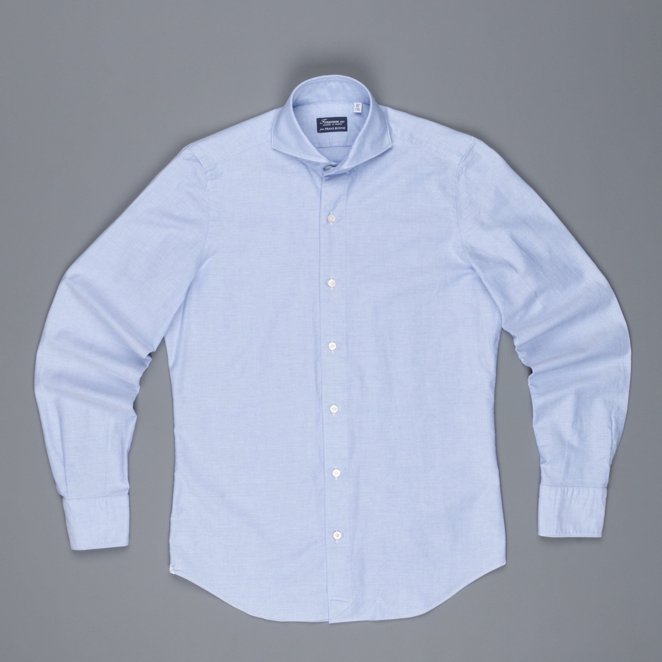 Finamore Tokyo Shirt Sergio Collar Fine Oxford Midblue