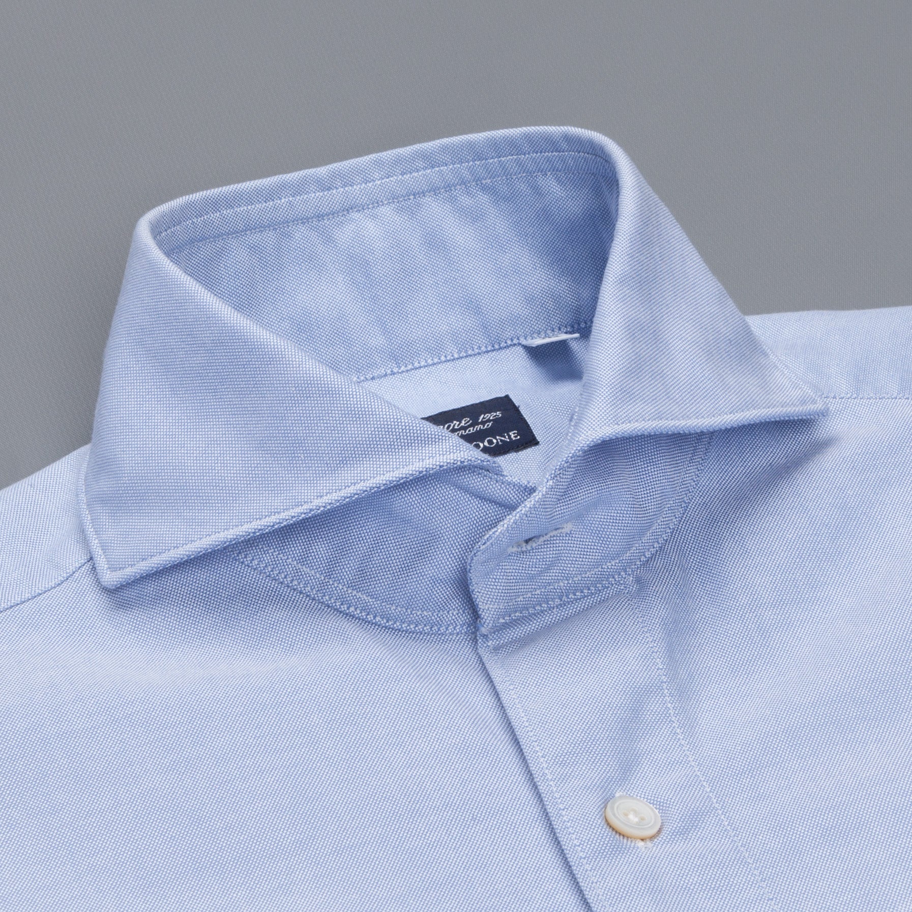 Finamore Gaeta Shirt Sergio Collar Fine Oxford Midblue