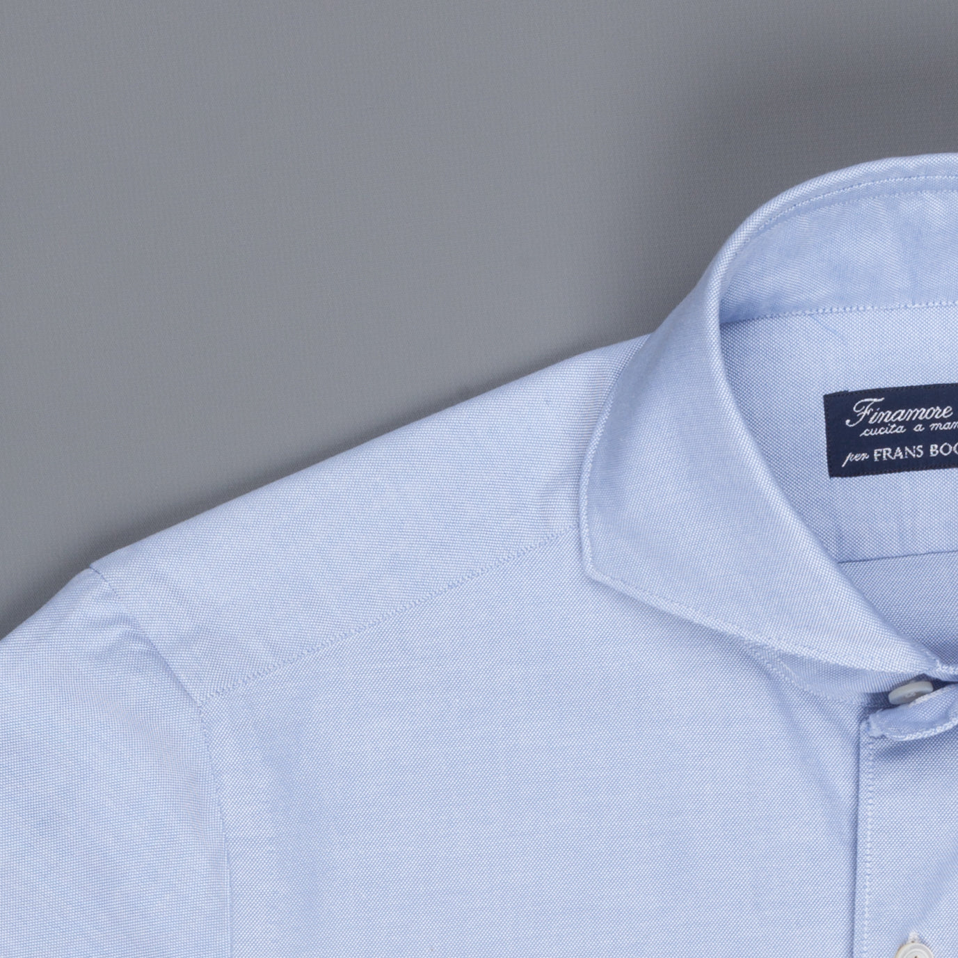 Finamore Gaeta Shirt Sergio Collar Fine Oxford Midblue