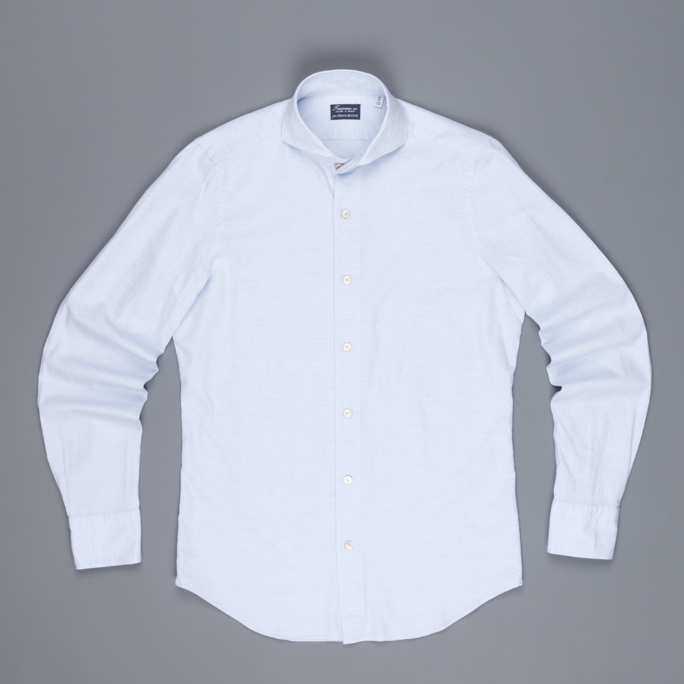 Finamore Tokyo Shirt Sergio Collar Loose Weave Blue