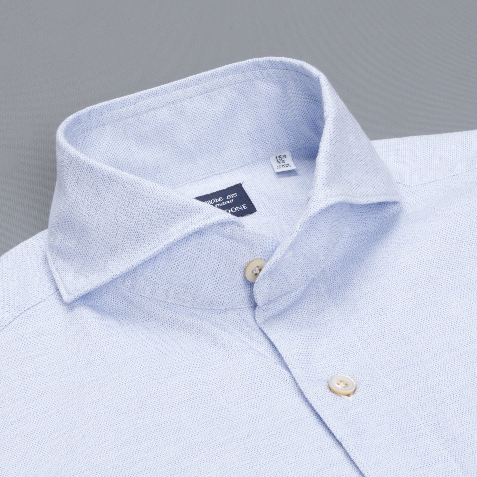 Finamore Tokyo Shirt Sergio Collar Loose Weave Blue