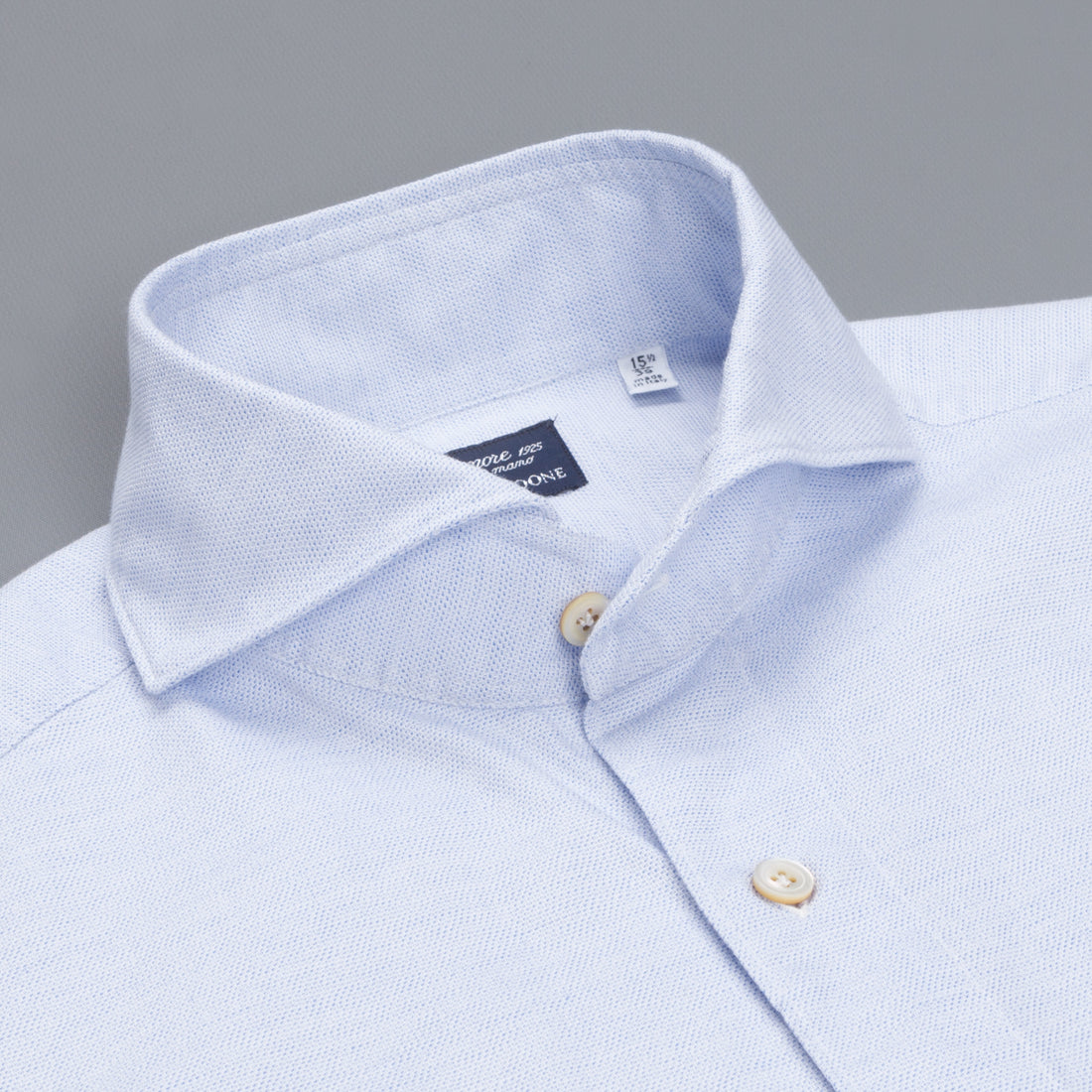 Finamore Tokyo Shirt Sergio Collar Loose Weave Blue