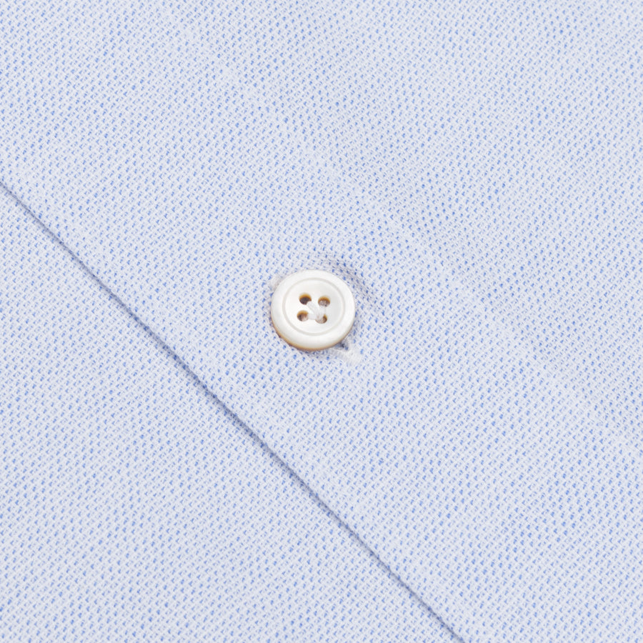 Finamore Tokyo Shirt Sergio Collar Loose Weave Blue