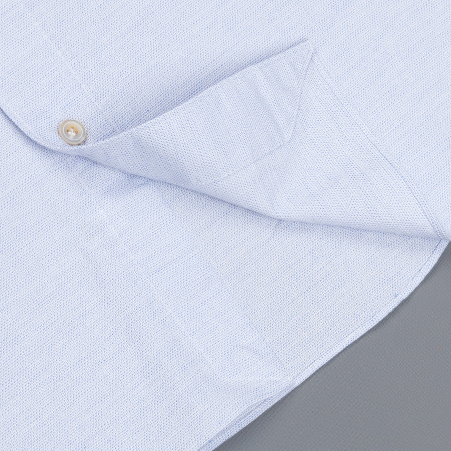 Finamore Tokyo Shirt Sergio Collar Loose Weave Blue