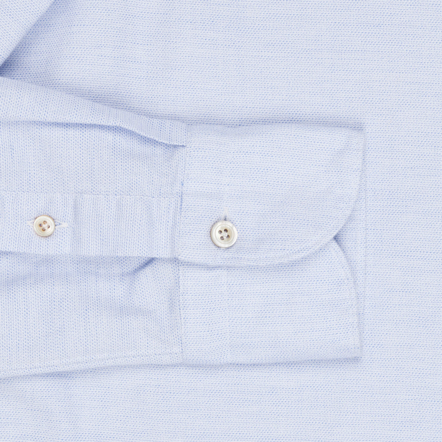 Finamore Tokyo Shirt Sergio Collar Loose Weave Blue