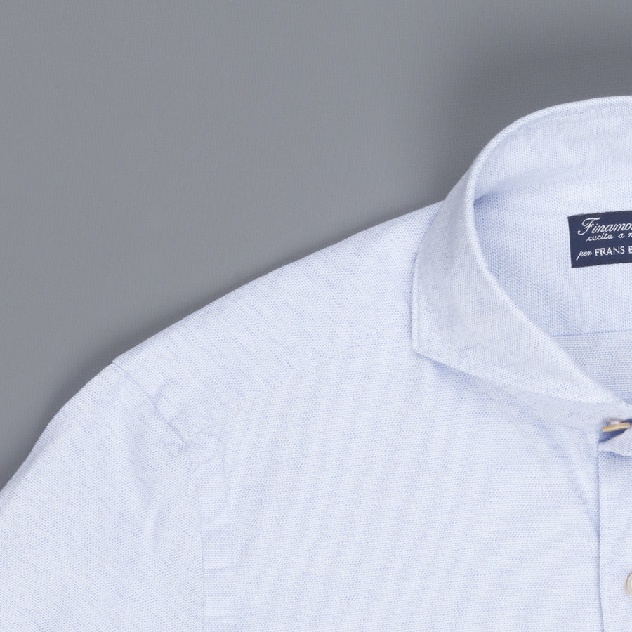 Finamore Tokyo Shirt Sergio Collar Loose Weave Blue
